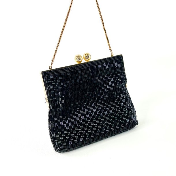 Clutch taske - sorte perler