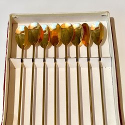 Lange gyldne teskeer m/bambus 