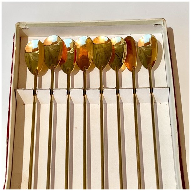 Lange gyldne teskeer m/bambus 