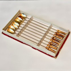 Lange gyldne teskeer m/bambus 