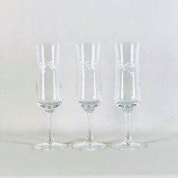 Champagneglas med ciseleringer (3 stk samlet) 
