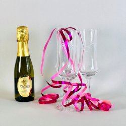 Champagneglas med ciseleringer (3 stk samlet) 