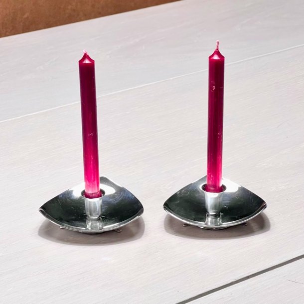 Lysestage af C.F. Christiansen i slv til kertelys