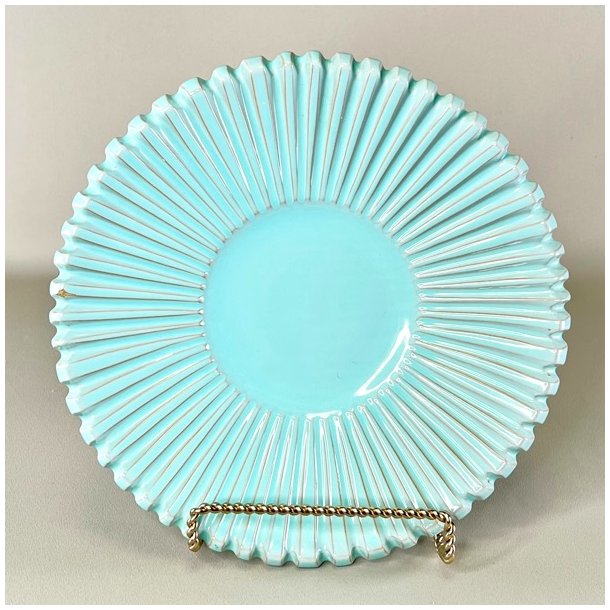 Keramik fad m/riller - turkis, Eslau