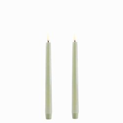 LED Taper Kronelys - stvet grn (2 stk)