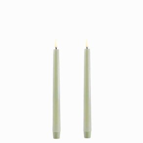 LED Taper Kronelys - stvet grn (2 stk)