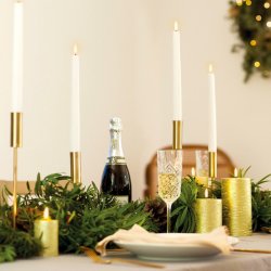 LED Taper Kronelys - stvet grn (2 stk)