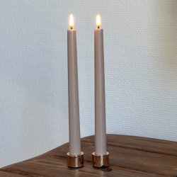 LED Taper Kronelys - beige (2 stk)