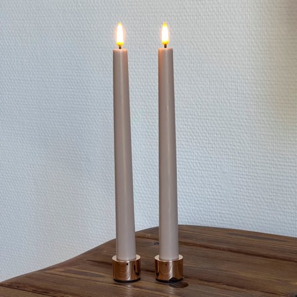 LED Taper Kronelys - beige (2 stk)