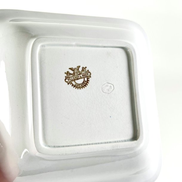 Vintage Villeroy &amp; Boch, firkantet serveringsskl - musselmalet 