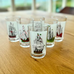 Sodavandsglas med skibe (st a' 6 stk)