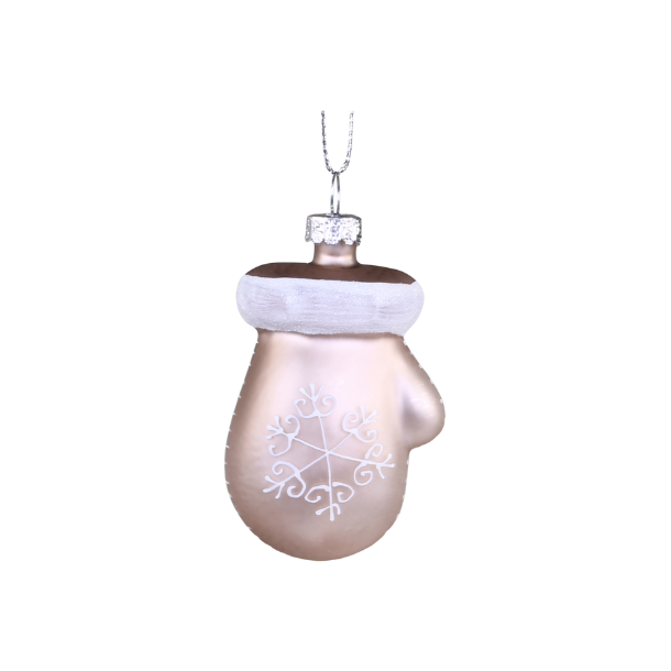 Julekugle - vante med glimmer 