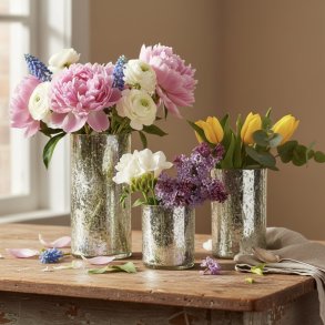 Vaser (s�t af 3 stk) - s�lvfarvet 