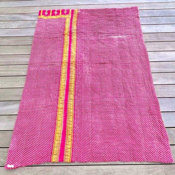 Vintage sari quilt (140x200) - vinrd m/gul