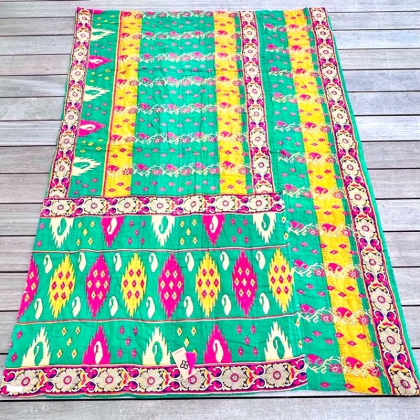 Vintage sari quilt (140x200) - gr�n multicolor