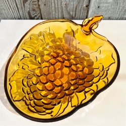 Stor glasskl - drue, ravfarvet 