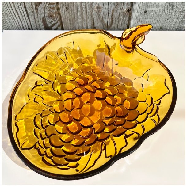 Stor glasskl - drue, ravfarvet 