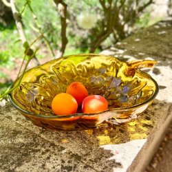 Stor glasskl - drue, ravfarvet 