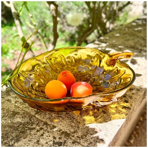 Stor glasskl - drue, ravfarvet 