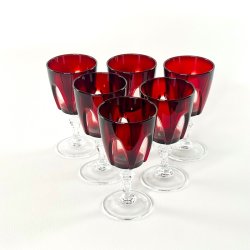 Franske vinglas, rubinr�d krystal H13 