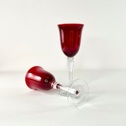 Franske vinglas (4 stk/samlet), r�d krystal H22 