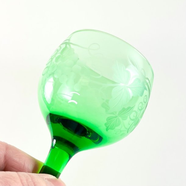 Vinglas - gr�nne med vinranker