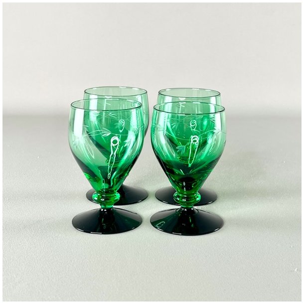 Vinglas - Holmegaard, Ranke, grn m/sort fod