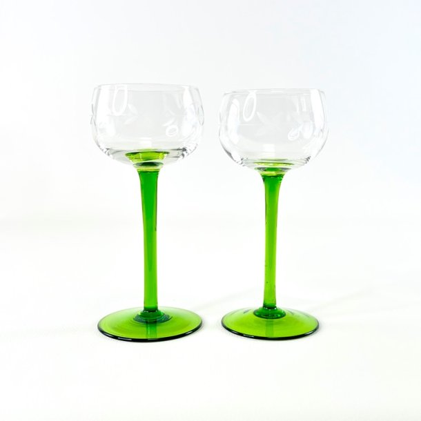 Hvidvinsglas (2 stk/samlet) - Alsace, gr�n fod og ranke
