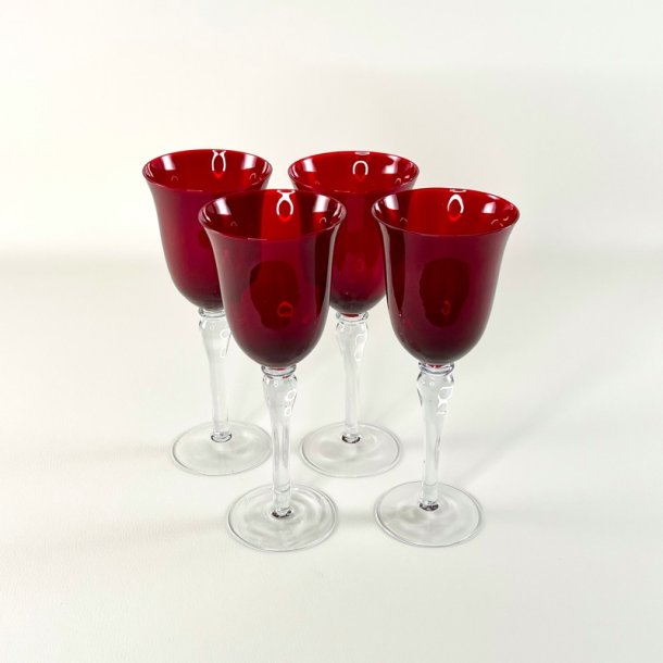 Franske vinglas (4 stk/samlet), r�d krystal H22 