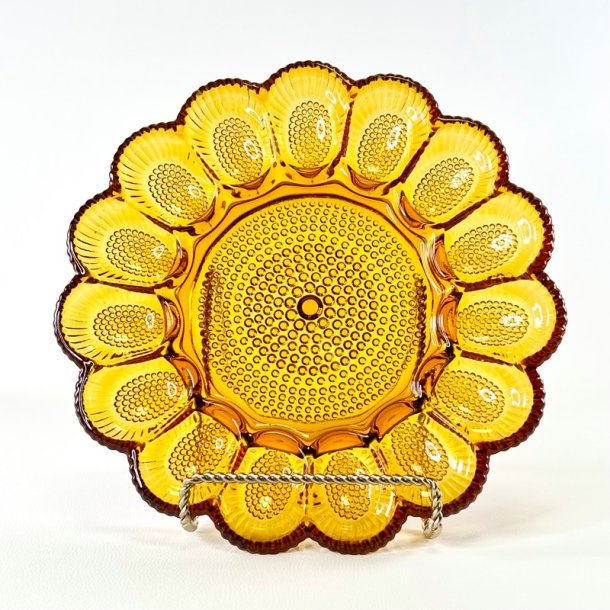 �ggefad - Vintage, Indiana Glass Hobnail, ravfarvet til 15 �g 