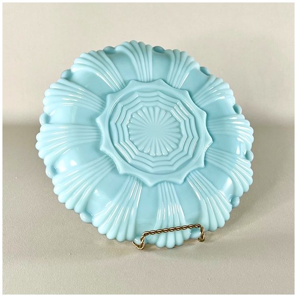 ggefad - vintage amerikansk, lysebl med guldkant (12 g)