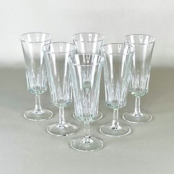 Champagneglas - fransk vintage med riller (6 stk samlet) 