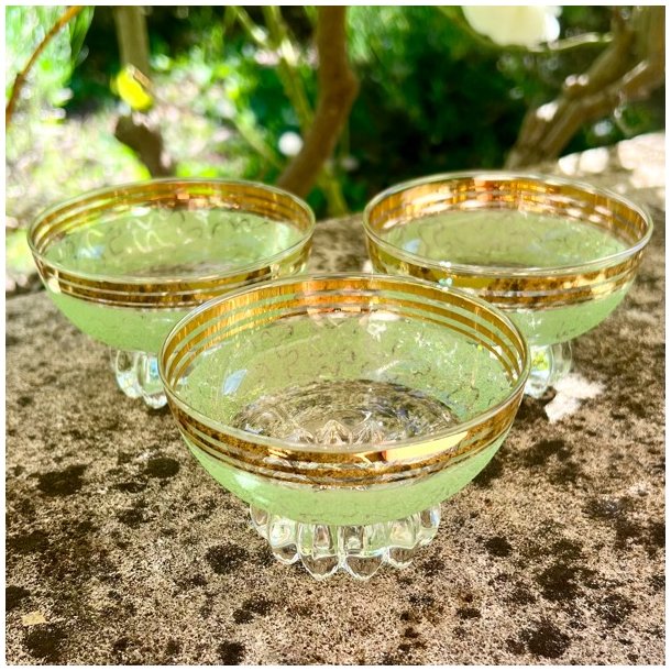 Champagneskle (st a' 3 stk) - lysegrn m/guld 