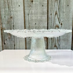 Glasopsats - vintage fransk kagefad m/perlekant