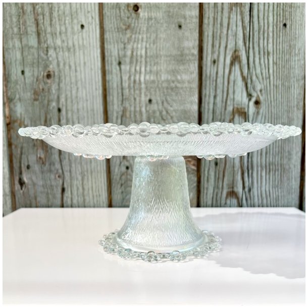 Glasopsats - vintage fransk kagefad m/perlekant