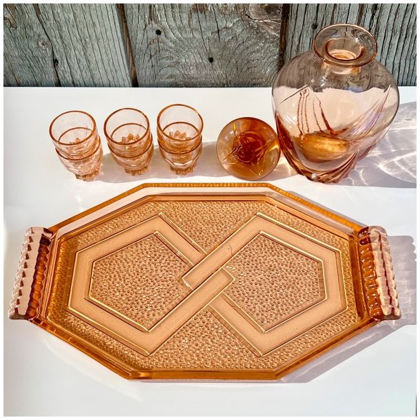 Vintage Art Deco karaffelst - lyserd