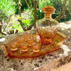 Vintage Art Deco karaffelst - lyserd