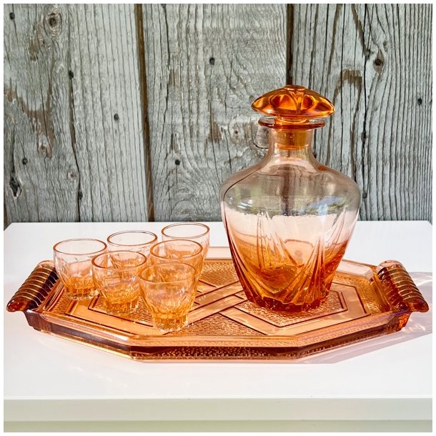 Vintage Art Deco karaffelst - lyserd