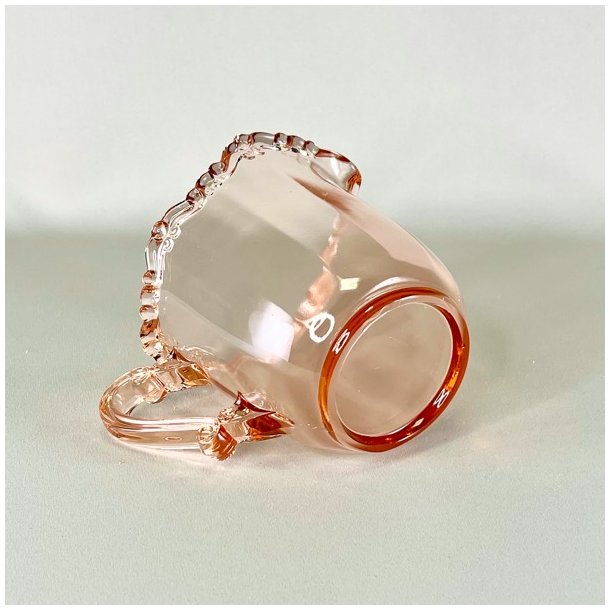 Glaskande - lyserd med blondekant