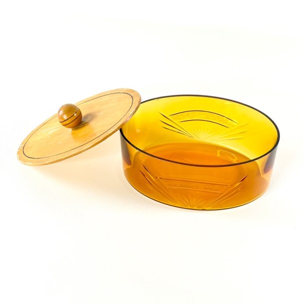 Vintage glasskl med trlg - gylden