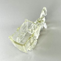 Vintage glasskl med sel og vogn - stor, let gylden