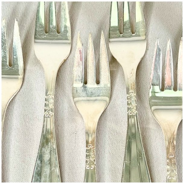 Vintage slvbestik - kagegafler (st a' 6 stk) 