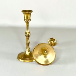 Messing lysestagepar - patineret