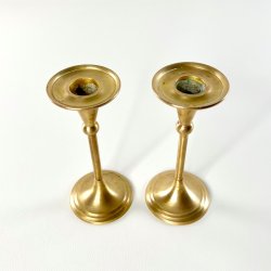 Messing lysestagepar - b�rstet messing H15 cm