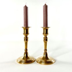 Messing lysestagepar - malm H15,5 cm