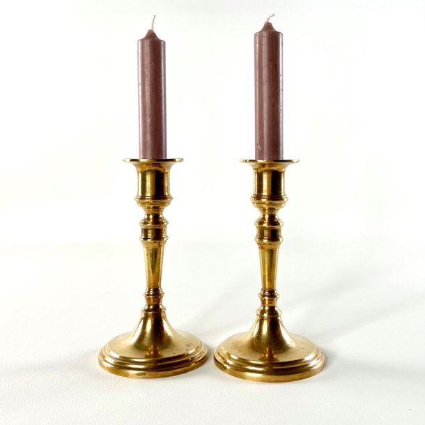 Messing lysestagepar - malm H15,5 cm