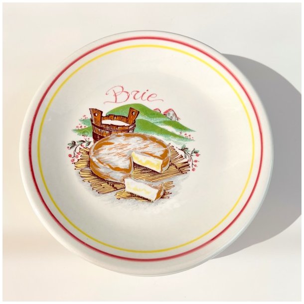 Ostetallerken (st a' 6 stk) - fransk m/rd og gul kant 