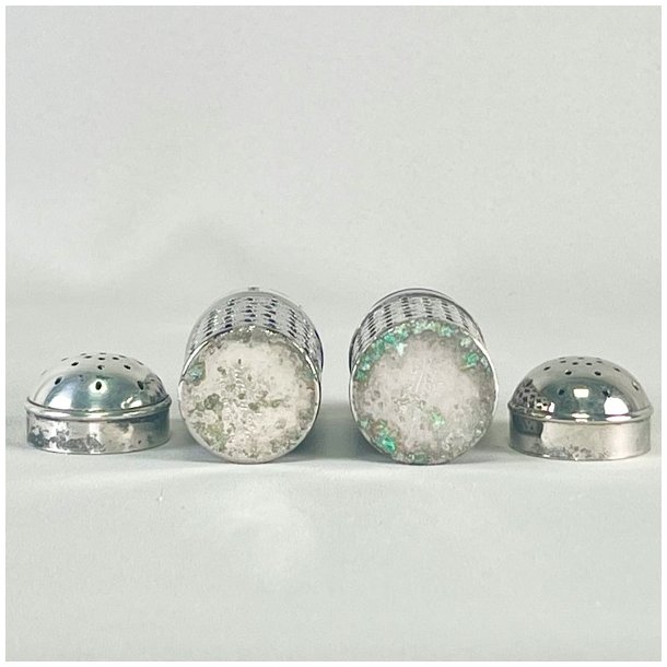 Salt &amp; peber st - forslvet og med bl glas