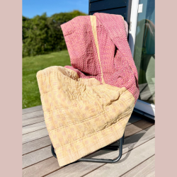 Vintage sari quilt (140x200) - lyserd/lilla/gul