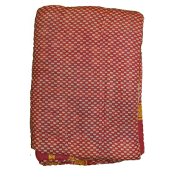 Vintage sari quilt (140x200) - vinrd m/gul